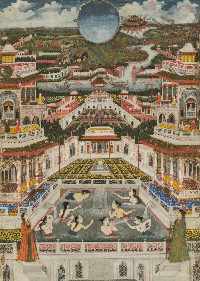 Women Bathing Architectural Panorama Canvas wall art print | PrintPosters.in